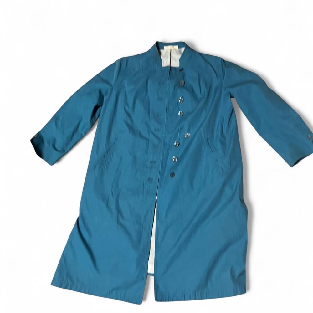 Misty Harbor Ltd Vintage Teal Raincoat Jacket Size L Buoy Cloth 1970s